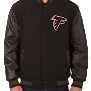 Atlanta Falcons NFL JH Design Black Wool And Leather Reversible Jacket