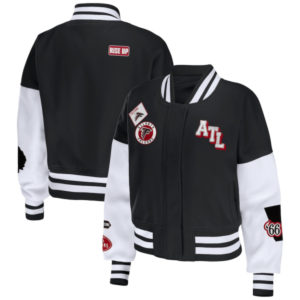 Atlanta Falcons NFL WEAR by Erin Andrews Black White Varsity Jacket