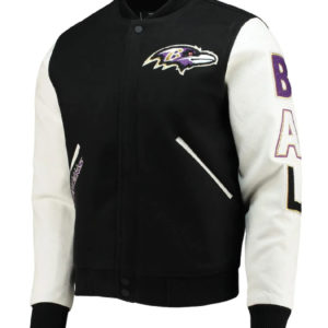 Baltimore Ravens NFL Black_white Logo Varsity Jacket