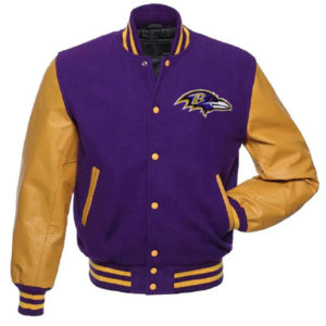 Baltimore Ravens NFL Team Purple And Yellow Varsity Jacket