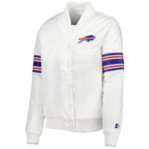 Buffalo Bills NFL Starter Line Up White Varsity Satin Jacket