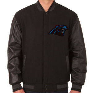 Carolina Panthers Jh Design Black Wool Leather Reversible Jacket