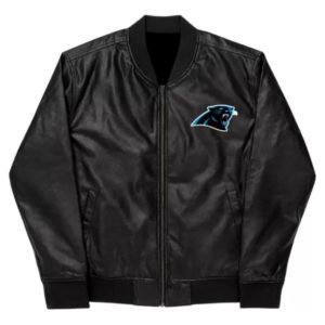 Carolina Panthers NFL Black Leather Varsity Jacket