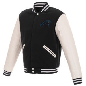 Carolina Panthers NFL Pro Black_White Reversible Wool Jacket