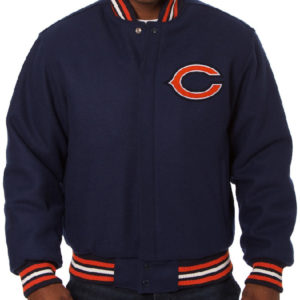 Chicago Bears Jh Design Navy Embroidered Wool Jacket