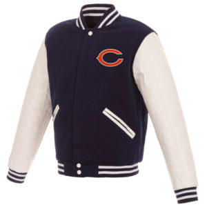 Chicago Bears NFL Pro Navy & White Reversible Wool Jacket