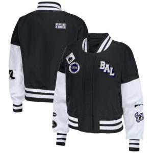 NFL Baltimore Ravens Wear By Erin Andrews Black_white Varsity Jacket