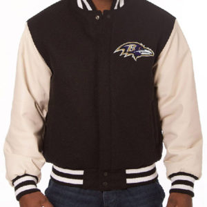 NFL Bealle Baltimore Ravens Black And White Varsity Jacket