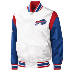 NFL Buffalo Bills Throwback Warm Up Pitch Varsity Satin Jacket