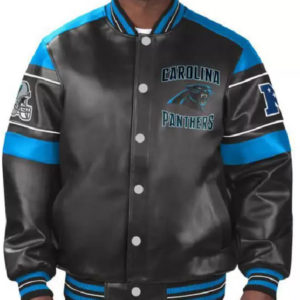 NFL Carolina Panthers Black Blue Leather Jacket