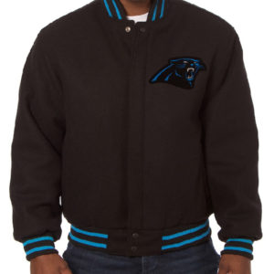 NFL Carolina Panthers JH Design Black Embroidered Wool Jacket