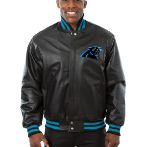 NFL Carolina Panthers Jh Design Black Leather Jacket