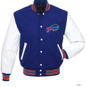 Buffalo Bills Blue and White Letterman Wool Varsity Jacket