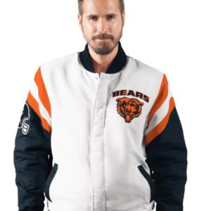 Chicago Bears Black And White Varsity Jacket