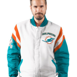 Chicago Bears Commander White & Cyan Varsity Jacket