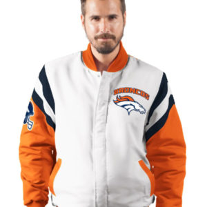 Chicago Bears Commander White & Orange Varsity Jacket