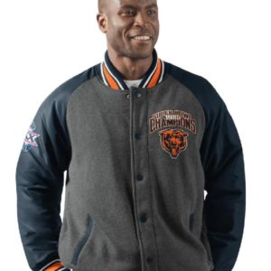 Chicago Bears Grey And Black Wool Varsity Jacket