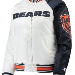 Chicago Bears White & Navy Satin Jacket