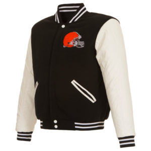 Cleveland Browns NFL Pro Line By Fanatics Branded Black_white Reversible Wool Varsity Jacket