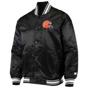 Cleveland Browns Starter Black Locker Room Satin Varsity Jacket