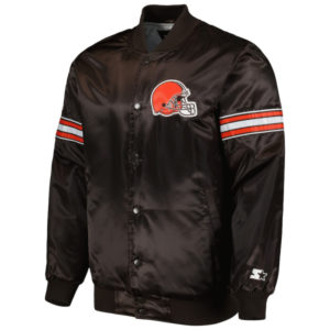 Cleveland Browns Starter Brown The Pick And Roll Varsity Jacket