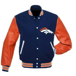 Denver Broncos Blue Orange Varsity Wool Jacket