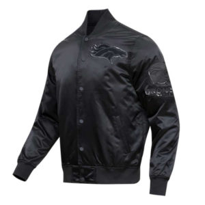 Denver Broncos Pro Standard Triple Black Satin Varsity Jacket