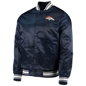 Denver Broncos Starter Navy Locker Room Satin Varsity Jacket