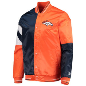 Denver Broncos Starter Orange_Navy Leader Varsity Satin Jacket