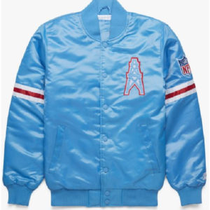 Houston Oilers Light Blue Satin Varsity Jacket