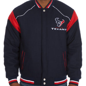 Houston Texans JH Design Navy Reversible Embroidered Wool Jacket