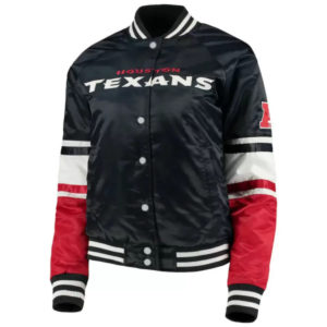 Houston Texans Tricolor Satin Varsity Jacket