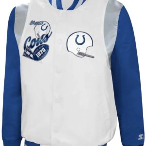 Indianapolis Colts Blue and White Retro Satin Jacket