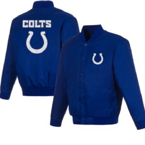 JH Design Royal Indianapolis Colts Twill Varsity Jacket