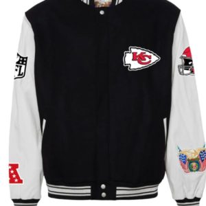 Kansas City Chiefs Black And White Wool Varsity Jacket