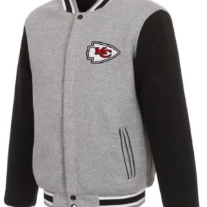 Kansas City Chiefs Wool Varsity Gray And Black Jacket