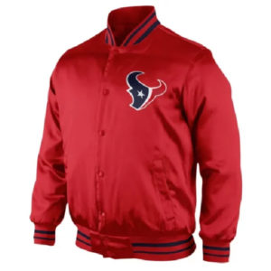 Lanni Houston Texans Red Satin Varsity Jacket