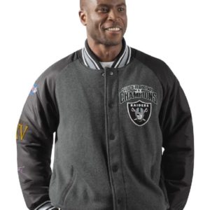 Las Vegas Raiders Black And Grey Wool Varsity Jacket