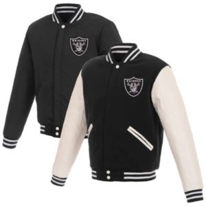 Las Vegas Raiders Black/White Reversible Fleece Full-Snap Jacket