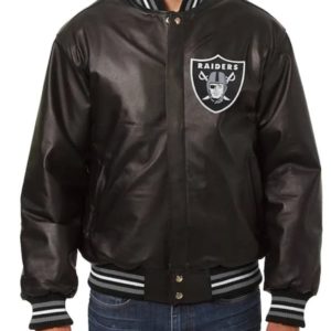 Las Vegas Raiders Varsity Black Leather Jacket