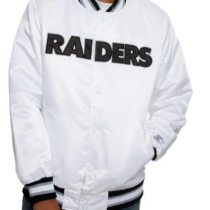 Las Vegas Raiders White Satin Jacket