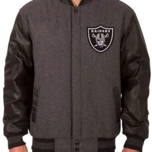 Las Vegas Raiders Wool Varsity Black and Charcoal Jacket