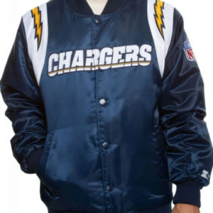 Los Angeles Chargers White And Blue Satin Jacket