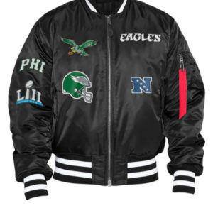 MA-1 Philadelphia Eagles Black Bomber Satin Jacket