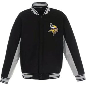 Minnesota Vikings Black/Gray Varsity Wool Jacket