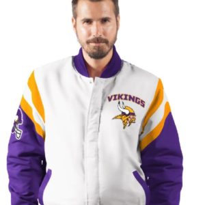 Minnesota Vikings Purple And White Varsity Jacket