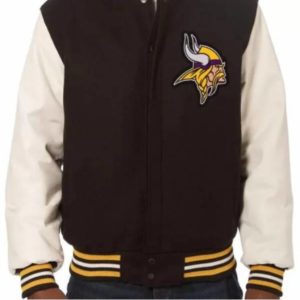 Minnesota Vikings White and Black Wool Jacket