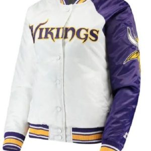 Minnesota Vikings White and Purple Starter Satin Jacket