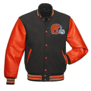 NFL Cleveland Browns Black And Orange Letterman Varsity Jacket