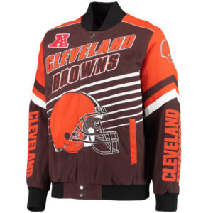 NFL Cleveland Browns G-III Sports by Carl Banks Brown_Orange Cotton Twill Jacket